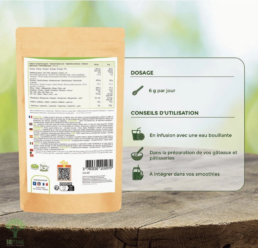 Poudre de matcha bio 150g pour une santé optimale