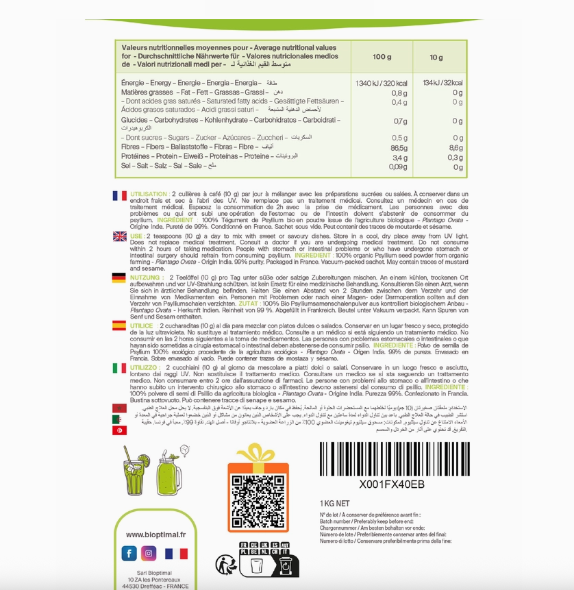 Psyllium blond bio en poudre