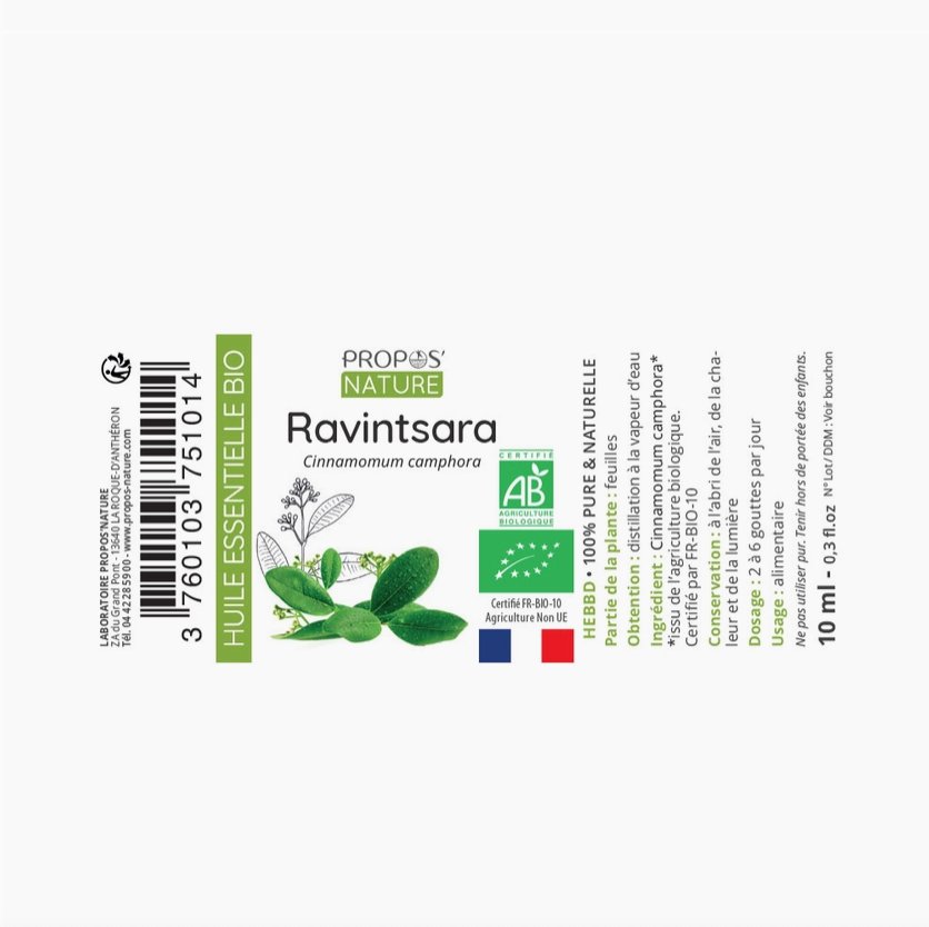 Huile essentielle de Ravintsara BIO 10 ml – Diffusion air clair | Vita Fit Paris