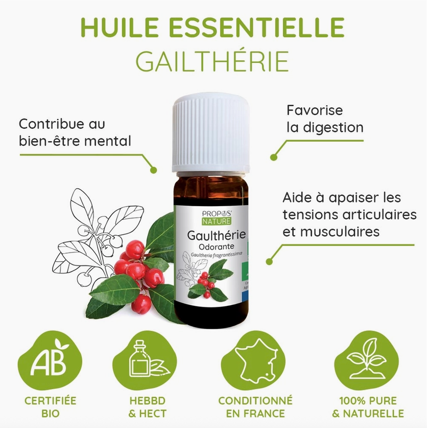 Huile essentielle de Gaulthérie BIO 10 ml – Soin sportif localisé | Vita Fit Paris
