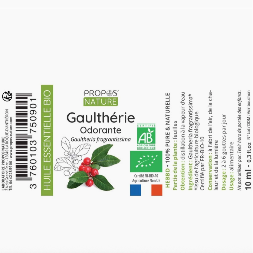 Huile essentielle de Gaulthérie BIO 10 ml – Soin sportif localisé | Vita Fit Paris