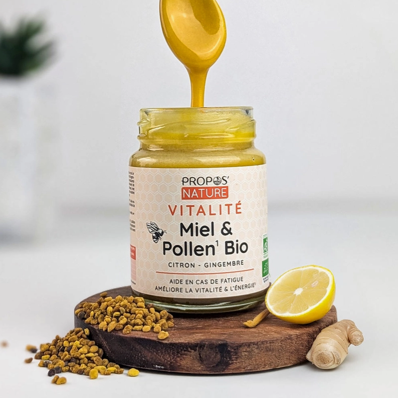 Mélange Vitalité Bio - Miel, Pollen, Gingembre Citron -120g