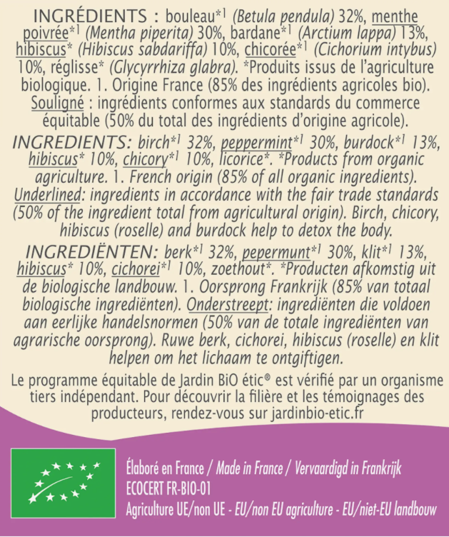 Infusion Detox 30g Jardin Bio