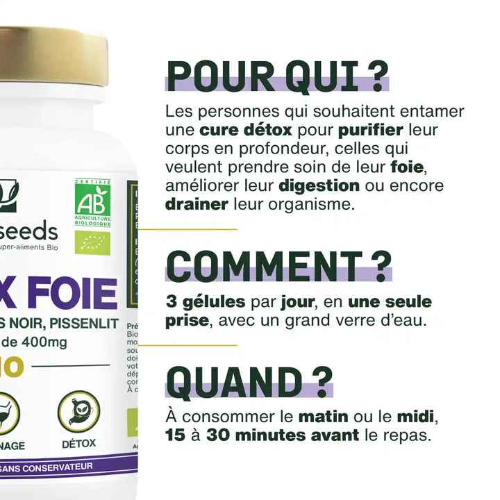 Complexe foie bio - artichaut, radis noir, pissenlit | 90 gélules