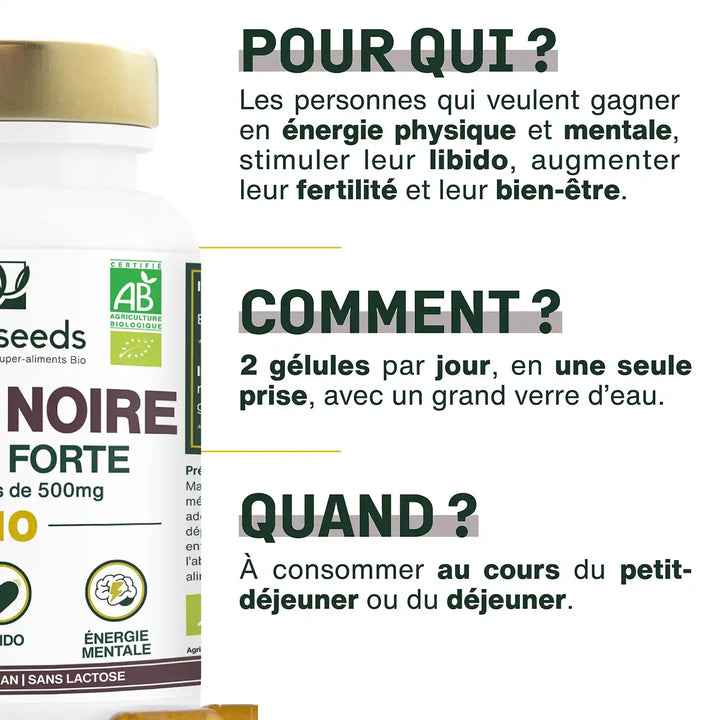 Maca Noire Bio, Extra Forte | 120 gélules