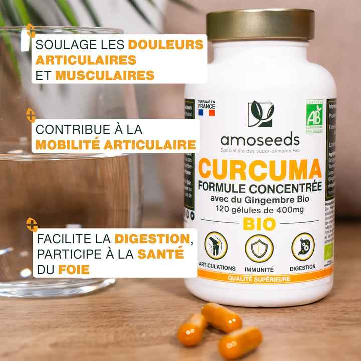 Curcuma bio, formule concentrée - 120 gélules