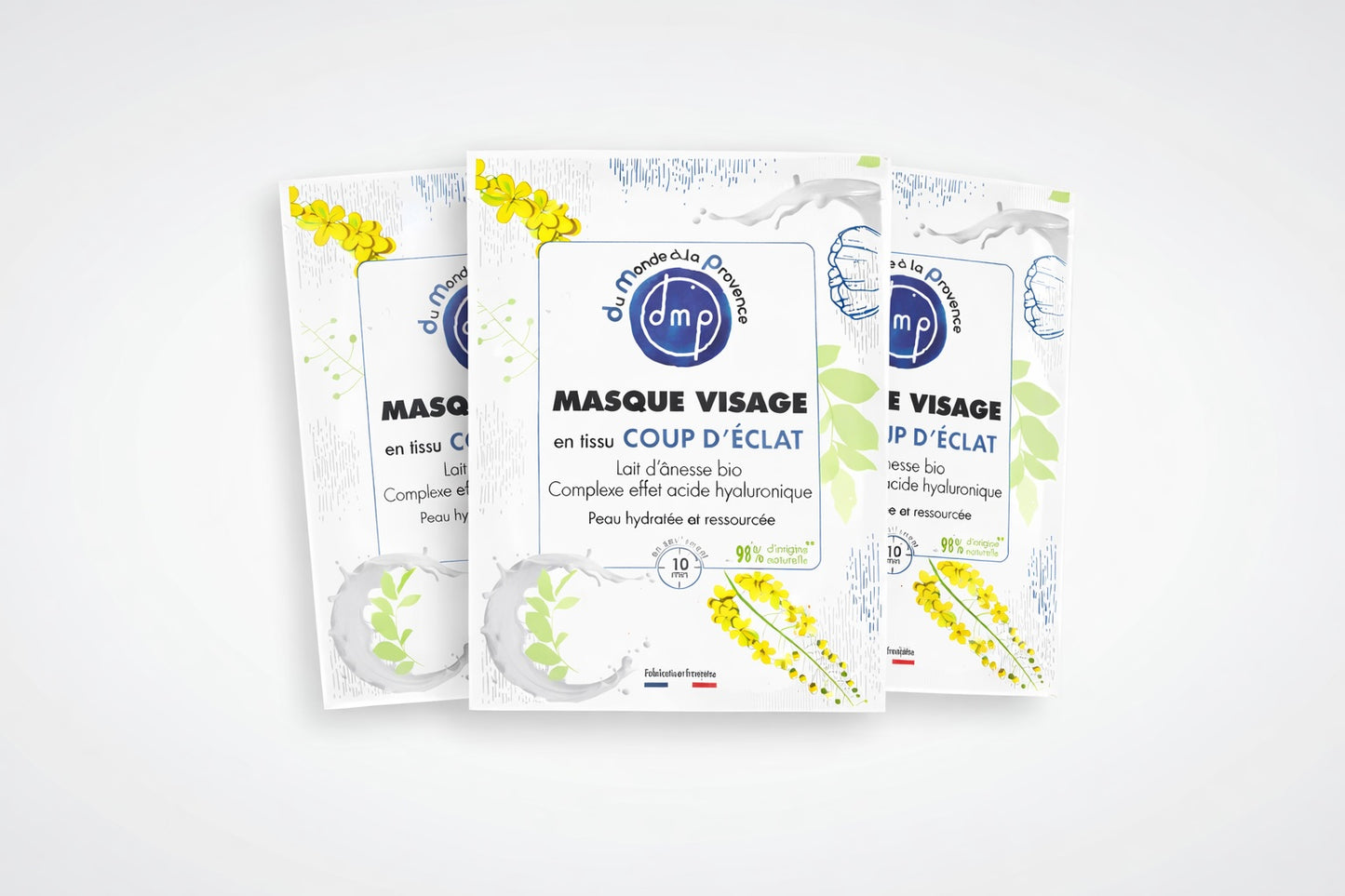 Masque Visage en tissu Coup d’Eclat et Hydratant au Lait d’Ânesse BIO – 20ml