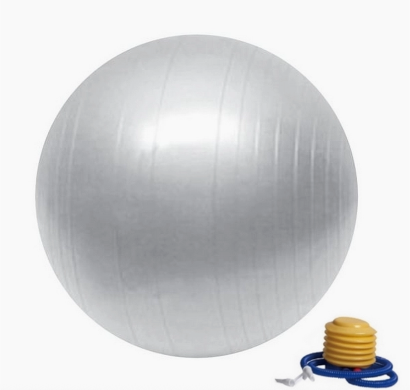 Ballon de Yoga Pilates Gris - Diamètre 55cm - Pompe Fournie