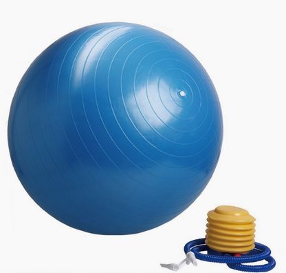 Ballon de Yoga Pilates Bleu - Diamètre 65cm - Pompe Fournie