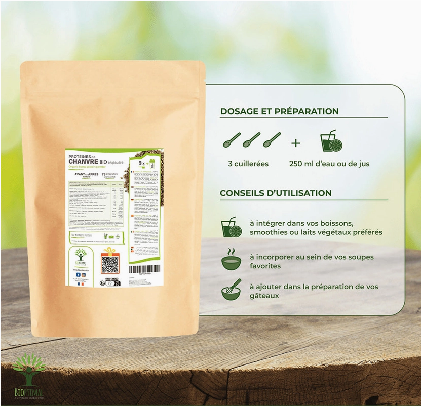 Protéines de chanvre bio poudre