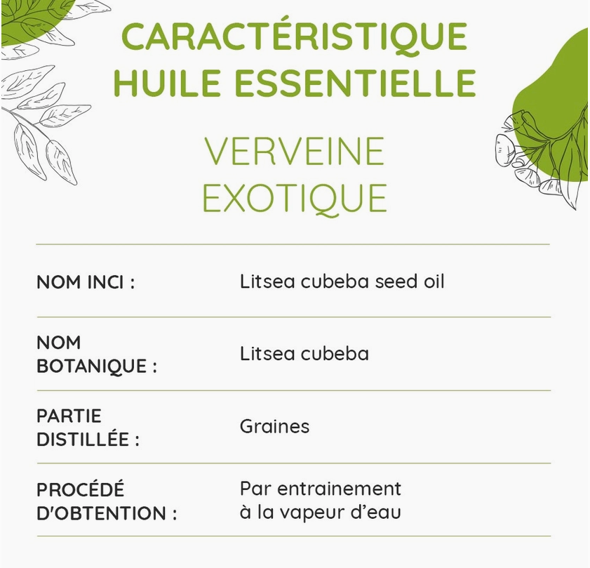 Huile essentielle Verveine exotique BIO 10 ml – Note citronnée | Vita Fit Paris