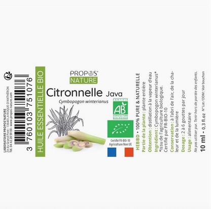 Huile Essentielle de Citronnelle De Java Bio 10ml