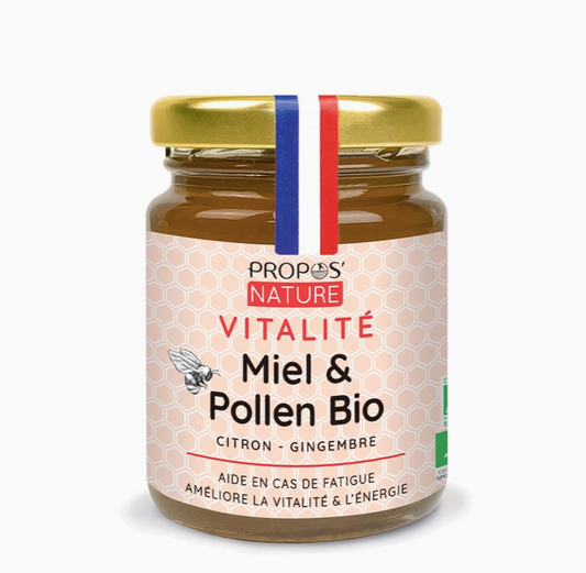 Mélange Vitalité Bio - Miel, Pollen, Gingembre Citron -120g