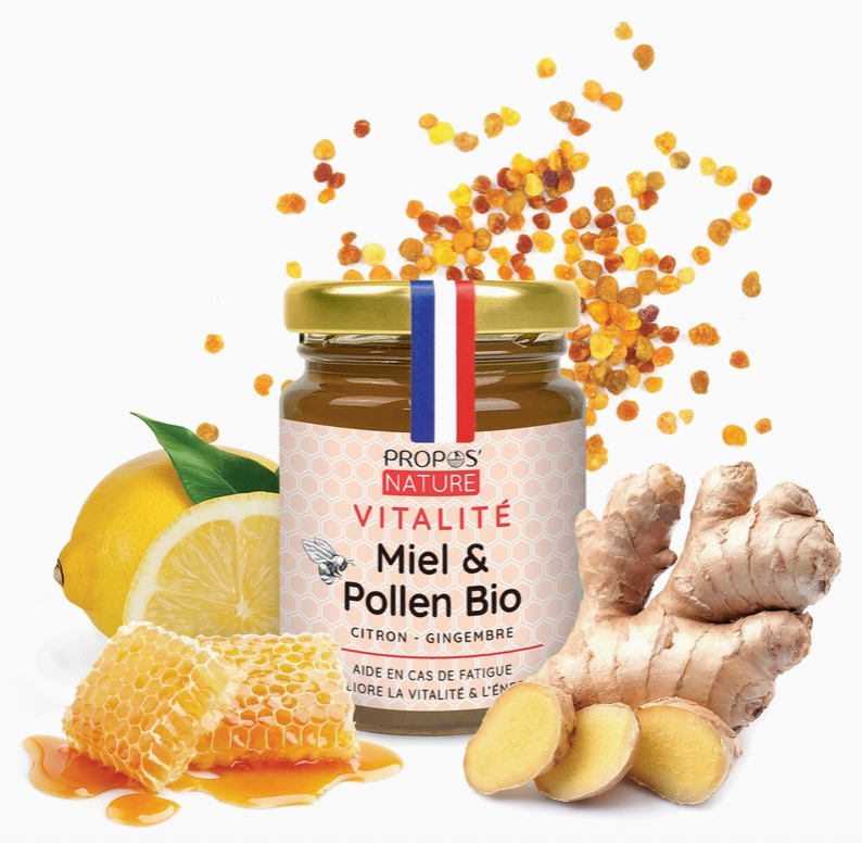 Mélange Vitalité Bio - Miel, Pollen, Gingembre Citron -125g