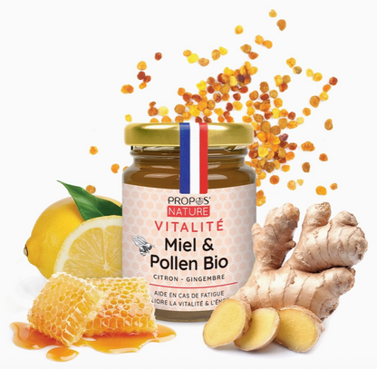 Mélange Vitalité Bio - Miel, Pollen, Gingembre Citron -125g