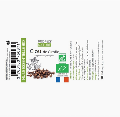 Huile Essentielle de Clou de Girofle Bio 10ml | Vita Fit Paris