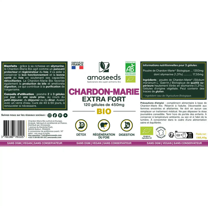 Chardon-marie bio, extra fort | 120 gélules