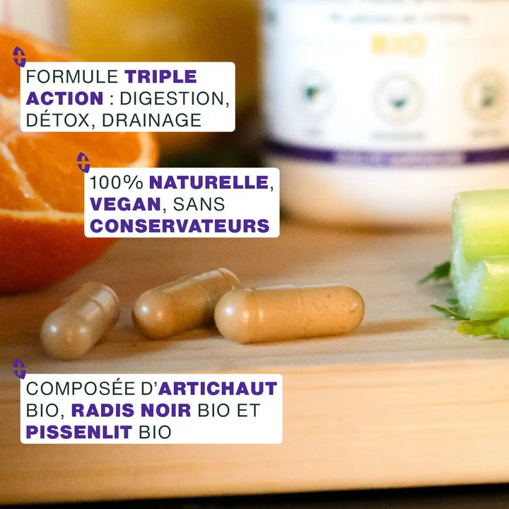 Complexe foie bio - artichaut, radis noir, pissenlit | 90 gélules