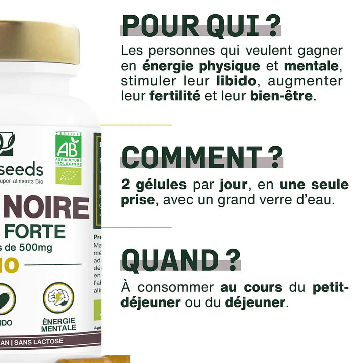 Maca Noire Bio, Extra Forte | 120 gélules