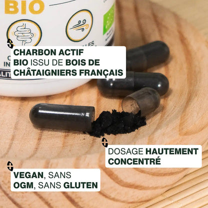 Charbon Actif Végétal Bio | 120 gélules